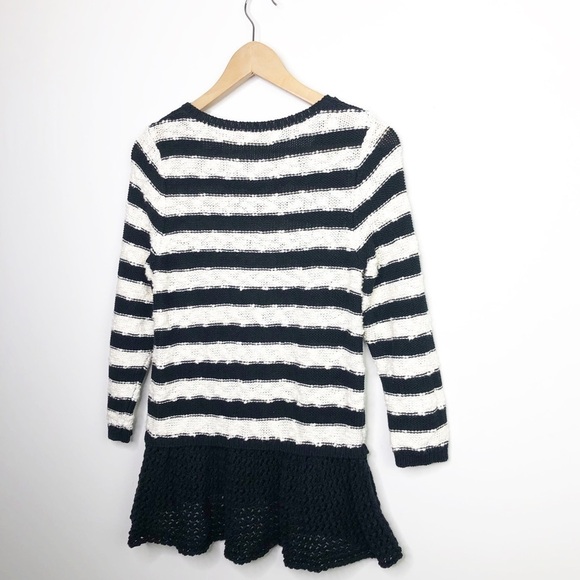 KNITTED and knotted by Anthropologie, black & white stripe, loose knit, sweater - Picture 6 of 11